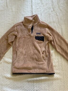 Patagonia Tan Teddy Fleece Pullover Quarter Snap Size S